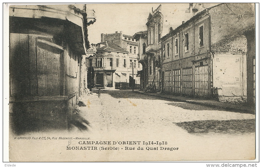 Serbie Macedoine Monastir  Campagne Orient Guerre 1014 Rue Du Quai Dragor Infirmier 61 Eme Infanterie - Serbie