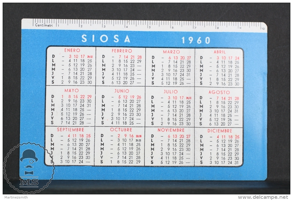 1960 Small/ Pocket Calendar - Grimaldi Siosa - Spain - Venezuela Cruise Ship/ Boat - Tamaño Pequeño : 1941-60