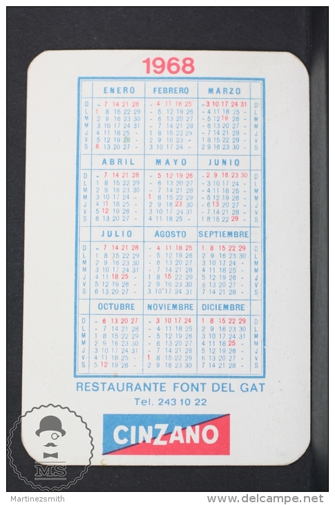 1960 Small/ Pocket Calendar - CInzano Advertising - Font Del Gat Catalonia - Tamaño Pequeño : 1961-70