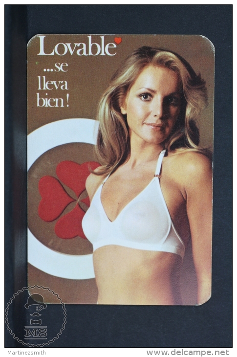 1974 Small/ Pocket Calendar - Spanish Lovable Lingerie Advertising - Sexy Blonde Girl In Lingerie - Tamaño Pequeño : 1971-80