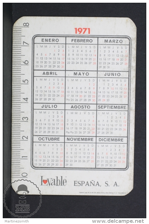 1971 Small/ Pocket Calendar - Spanish Lovable Lingerie Advertising - Sexy Blonde Girl In Lingerie - Tamaño Pequeño : 1971-80