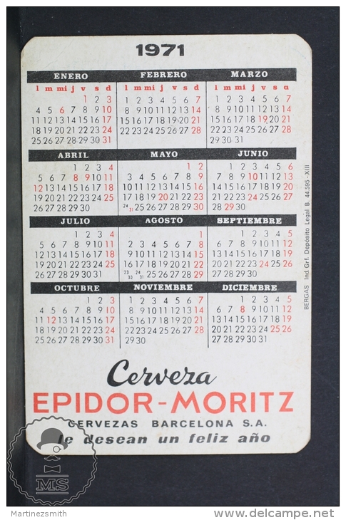 1971 Small/ Pocket Calendar - Spanish Moritz Beer Advertising - Retro Sexy Blonde Girl - Tamaño Pequeño : 1971-80