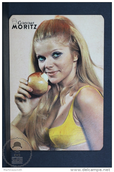 1971 Small/ Pocket Calendar - Spanish Moritz Beer Advertising - Retro Sexy Blonde Girl Eating Apple - Formato Piccolo : 1971-80