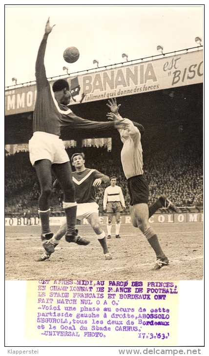 Photo Sports - Football, équipe Girondins Bordeaux Contre Stade Français 17.03.1963 - Sport