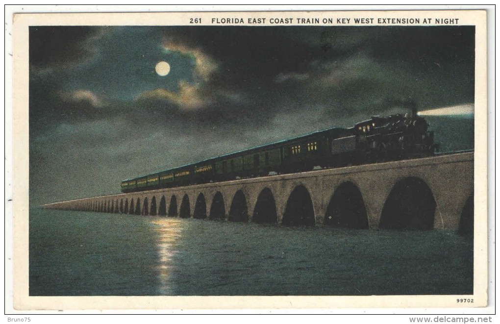 Florida East Coast Train On Key West Extension At Night - Key West & The Keys