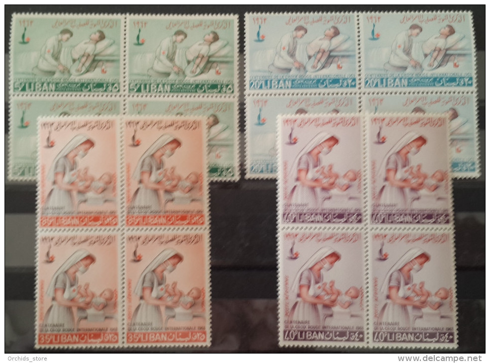 R2 - Lebanon Liban 1963 Centenary Of Red Cross Complete Set MNH Nurse Baby - Blks/4 - Lebanon