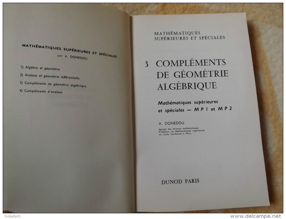 MATHEMATIQUES SUPERIEURES ET SPECIALES Mp1, Mp2.  Doneddu. 1968. - School Books