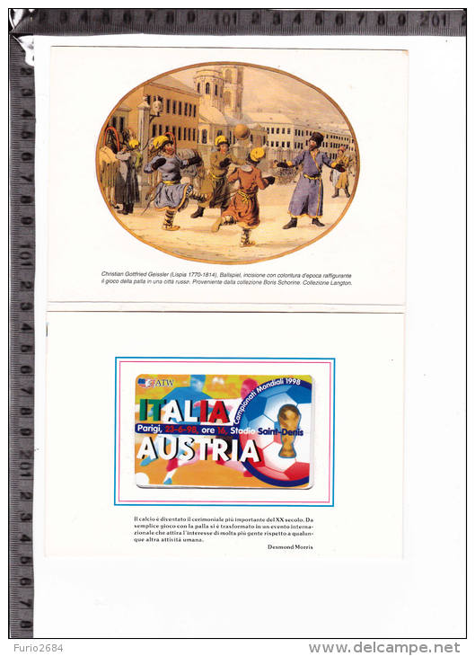 SH-01 FOLDER CON SCHEDA TELEFONICA A MULTIFREQUENZA COMMEMORATIVA MONDIALI DI CALCIO FRANCIA 1998 PARTITE ITALIA AUSTRIA - Sport