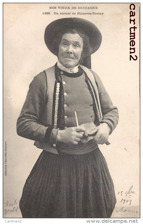 PLONEVEZ-PORZAY UN RENTIER FOLKLORE COSTUME 1900 - Plonévez-Porzay