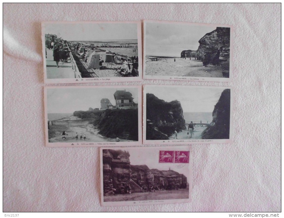 LOT DE 5 CARTES...LUC SUR MER...PLAGES..FALAISES..ETC... - Luc Sur Mer