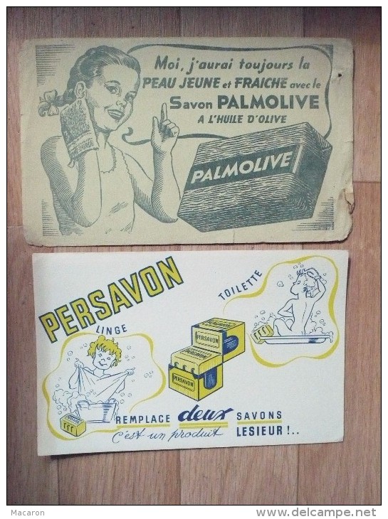 Lot 2 Buvards SAVONS PERSAVON LESIEUR Et PALMOLIVE. Années 50. Hygiène Linge Toilette Enfant Fillette - Perfumes & Belleza