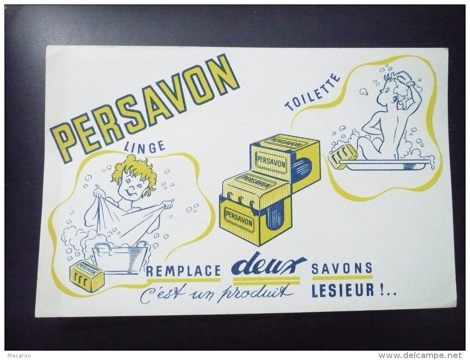 Lot 2 Buvards SAVONS PERSAVON LESIEUR Et PALMOLIVE. Années 50. Hygiène Linge Toilette Enfant Fillette - Perfumes & Belleza