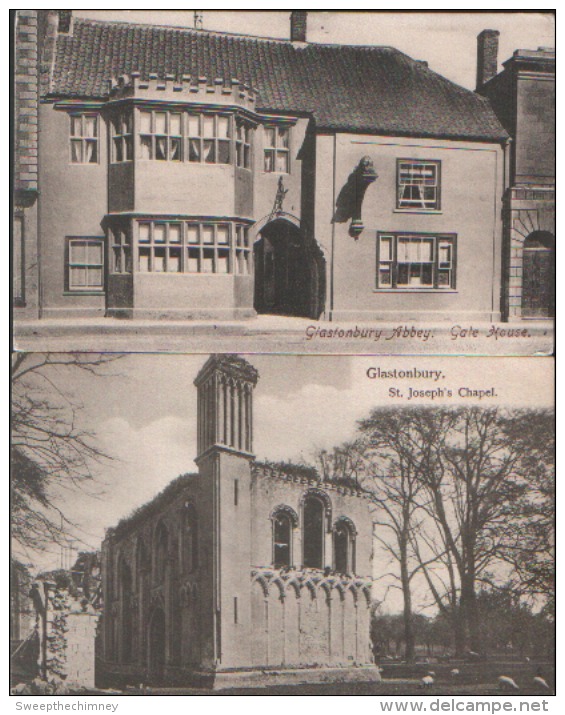 TWO GLASTONBURY POSTCARDS ABBEY GATE HOUSE & ST.JOSEPH'S CHAPEL - Other & Unclassified