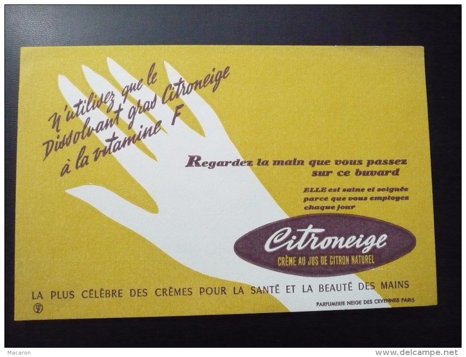 Buvard CITRONEIGE Crème Pour Les Mains Et Dissolvant. Années 50. TBEtat - Perfume & Beauty