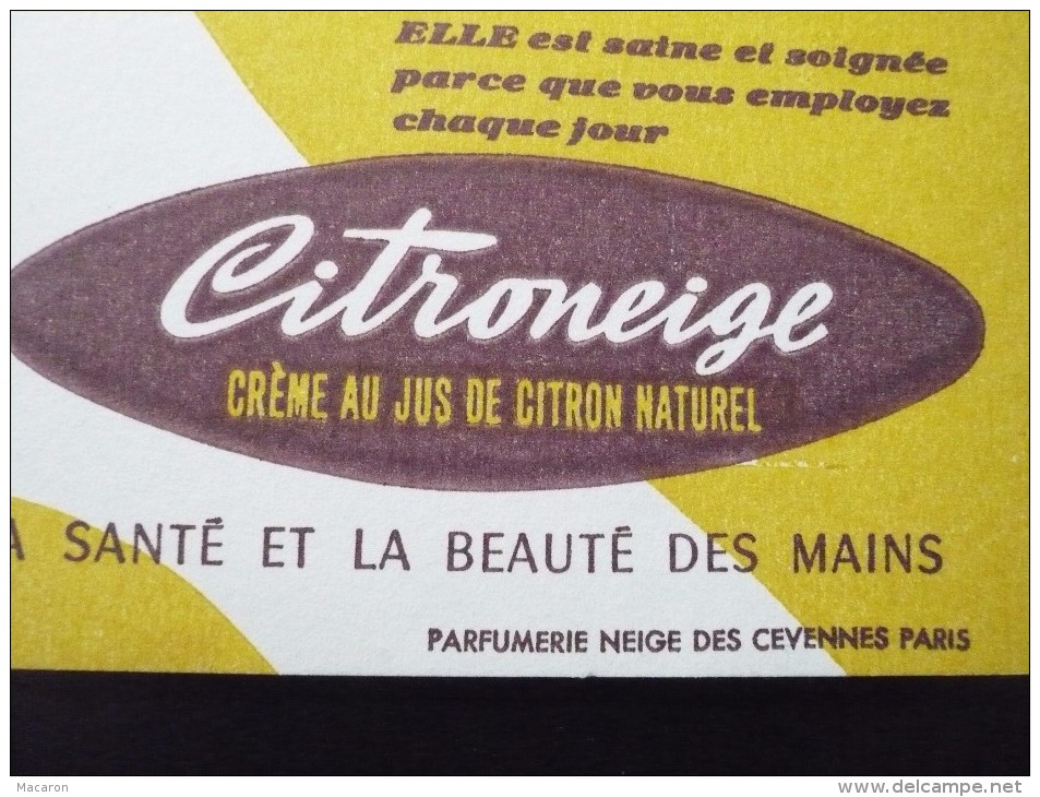 Buvard CITRONEIGE Crème Pour Les Mains Et Dissolvant. Années 50. TBEtat - Parfums & Beauté