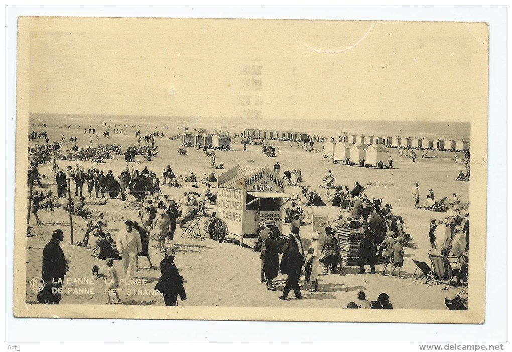 CPSM TRES ANIMEE LA PANNE, ANIMATION SUR LA PLAGE, CABANE BUREAU DE BAINS, LOCATION DE COSTUMES ET CABINES, BELGIQUE - De Panne