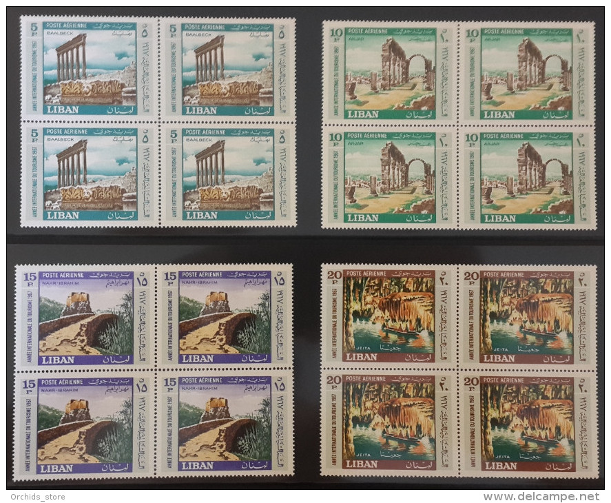 R2 - Lebanon 1967 Mi. 992-995 MNH - Tourism Year - Baalbeck Ruins - Grotto Etc ... - Blks/4 - Lebanon