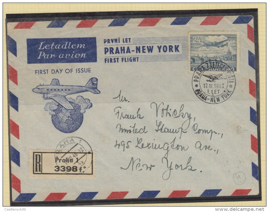 O) 1940 CZECH REPUBLIC, FIRST FLIGHT PRAHA NEW YORK, XF - Other & Unclassified