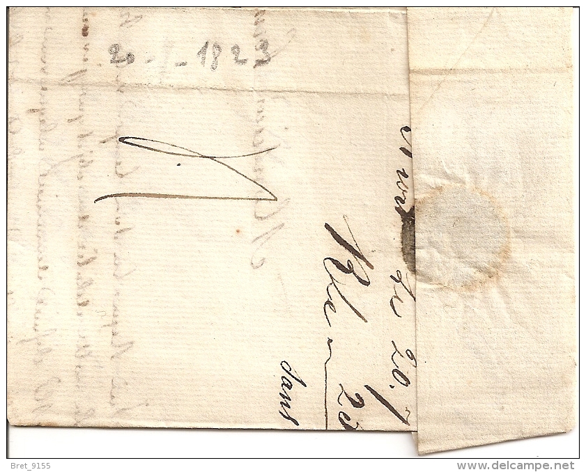 79 LETTRE DE NIORT P 75 P 1823 ADRESSEE A BORDEAUX - 1849-1876: Période Classique