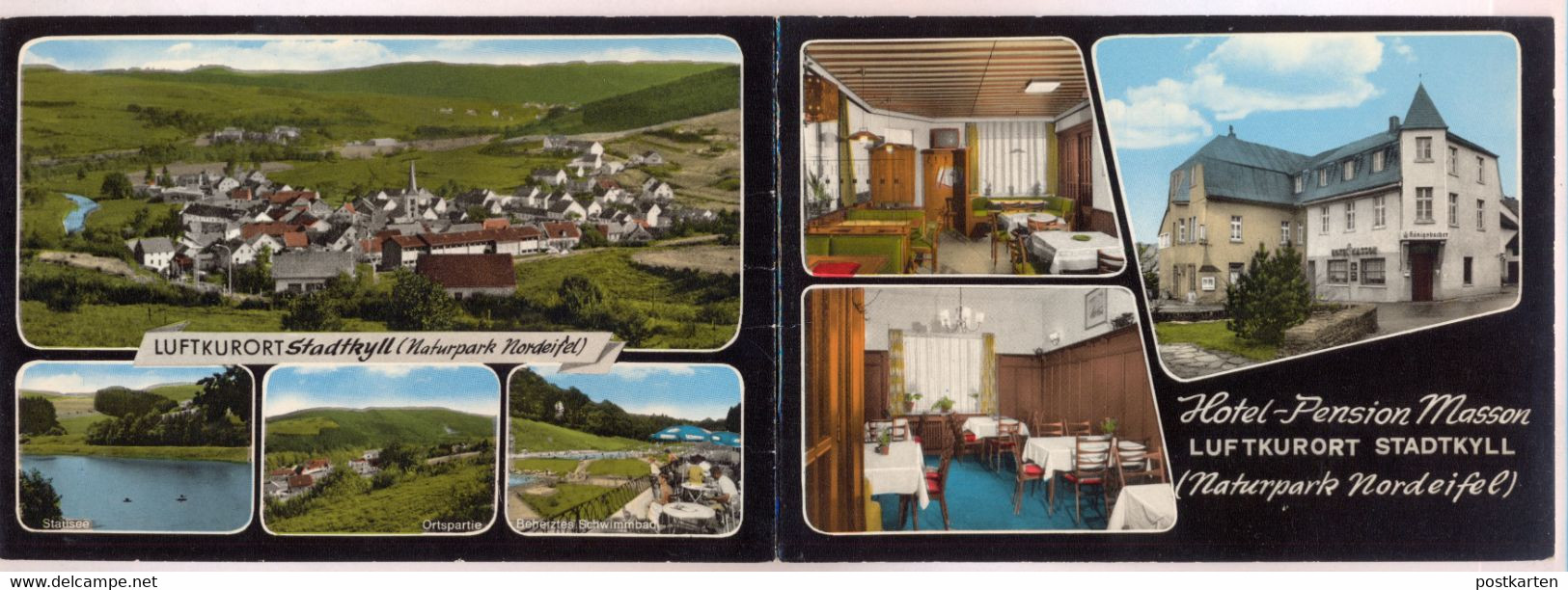 ÄLTERE POSTKARTE STADTKYLL EIFEL HOTEL PENSION MASSON Doppelkarte Bahnstation Jünkerath Königsbacher Gerolstein AK Cpa - Gerolstein