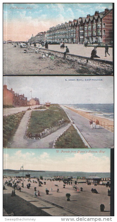 SIX RHYL WALES OLD POSTCARDS - Flintshire