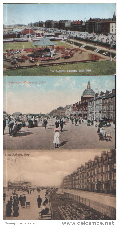 SIX RHYL WALES OLD POSTCARDS - Flintshire