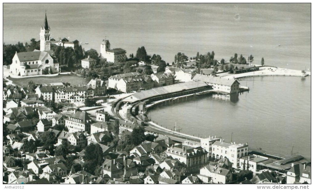 Flugzeugaufnahme Romanshorn Schweiz Mit Hafen Häuser Sw Fliegeraufnahme - Romanshorn