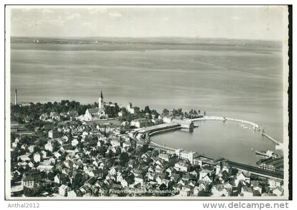 Flugzeugaufnahme Romanshorn Schweiz Mit Hafen Häuser Sw Fliegeraufnahme - Romanshorn