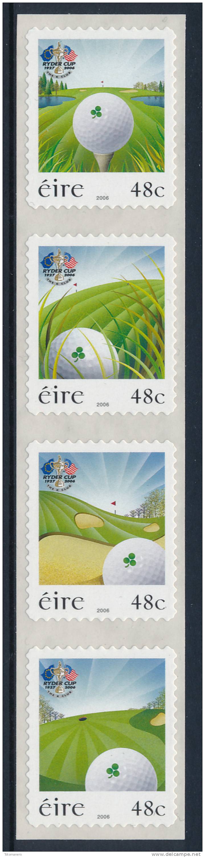 IRELAND/Irland/Eire 2006 GOLF Ryder Cup Adhesive Vertical Strip Of 4v** - Nuovi