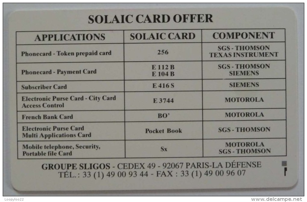 FRANCE - Smart Card - Soliac Demo - Telefoonkaarten Voor Particulieren