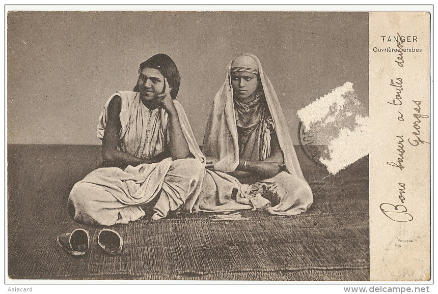 Tanger Ouvrieres Arabes Edit A. Benzaquem Cachet British Post Office Tangier 1909 - Tanger