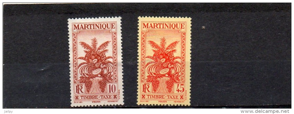 FRANCE    MARTINIQUE    2 Timbres-taxe    1933    Neufs Avec Charnières - Neufs