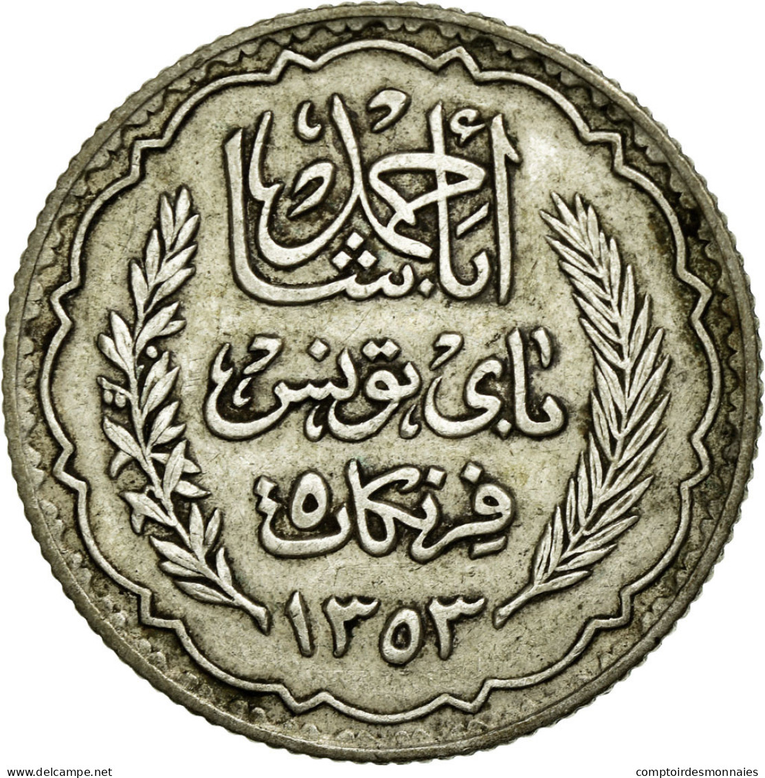 Monnaie, Tunisie, Ahmad Pasha Bey, 5 Francs, 1936, Paris, SUP, Argent, KM:261 - Tunisie