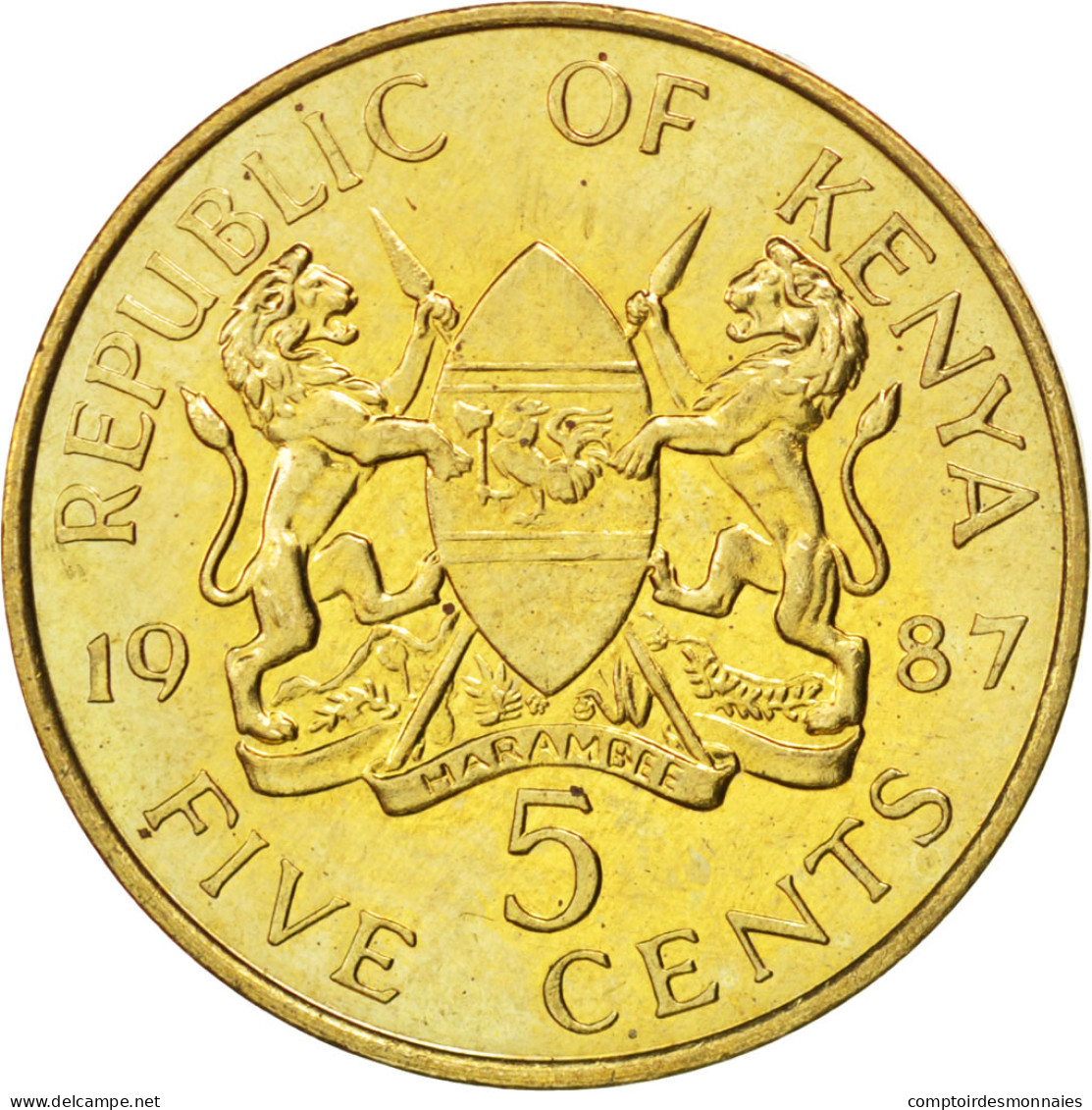 Monnaie, Kenya, 5 Cents, 1987, SPL, Nickel-brass, KM:17 - Kenya