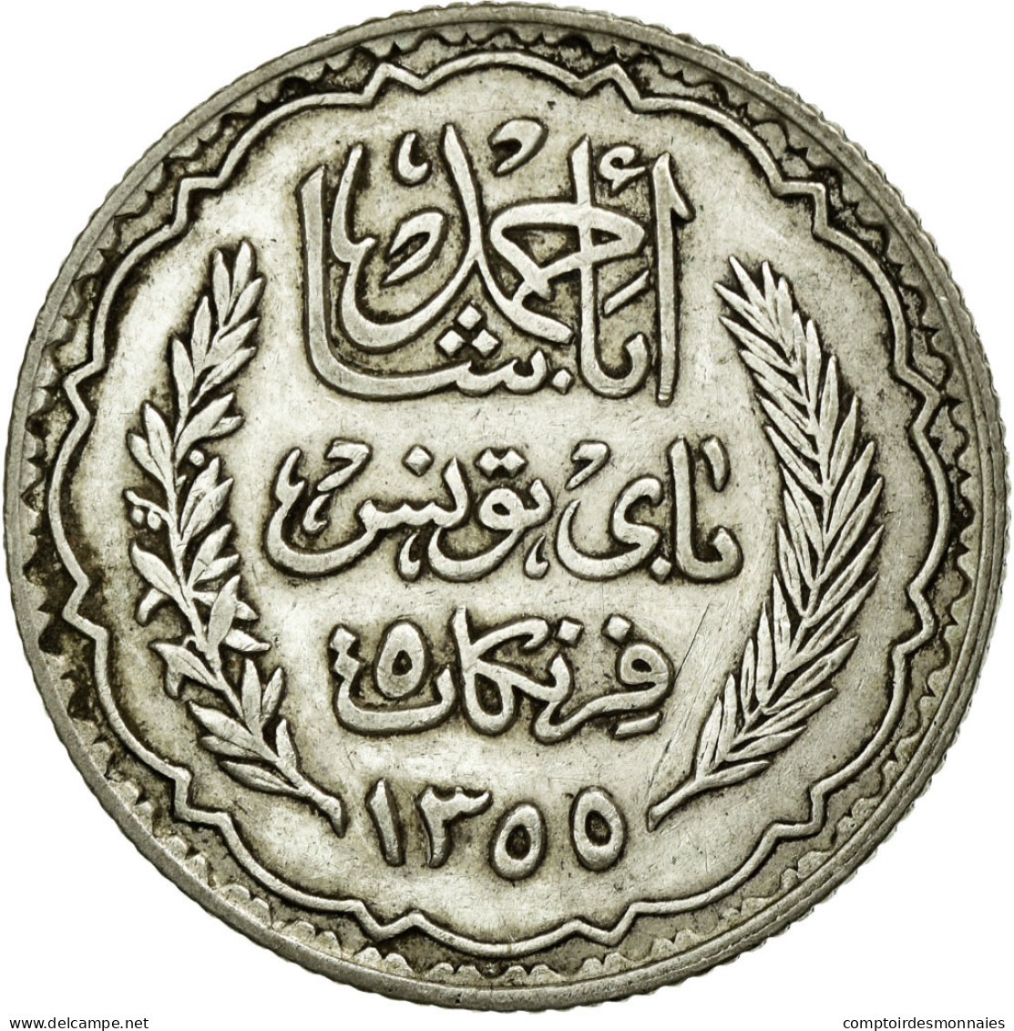 Monnaie, Tunisie, Ahmad Pasha Bey, 5 Francs, 1934, Paris, SUP, Argent, KM:261 - Tunisie