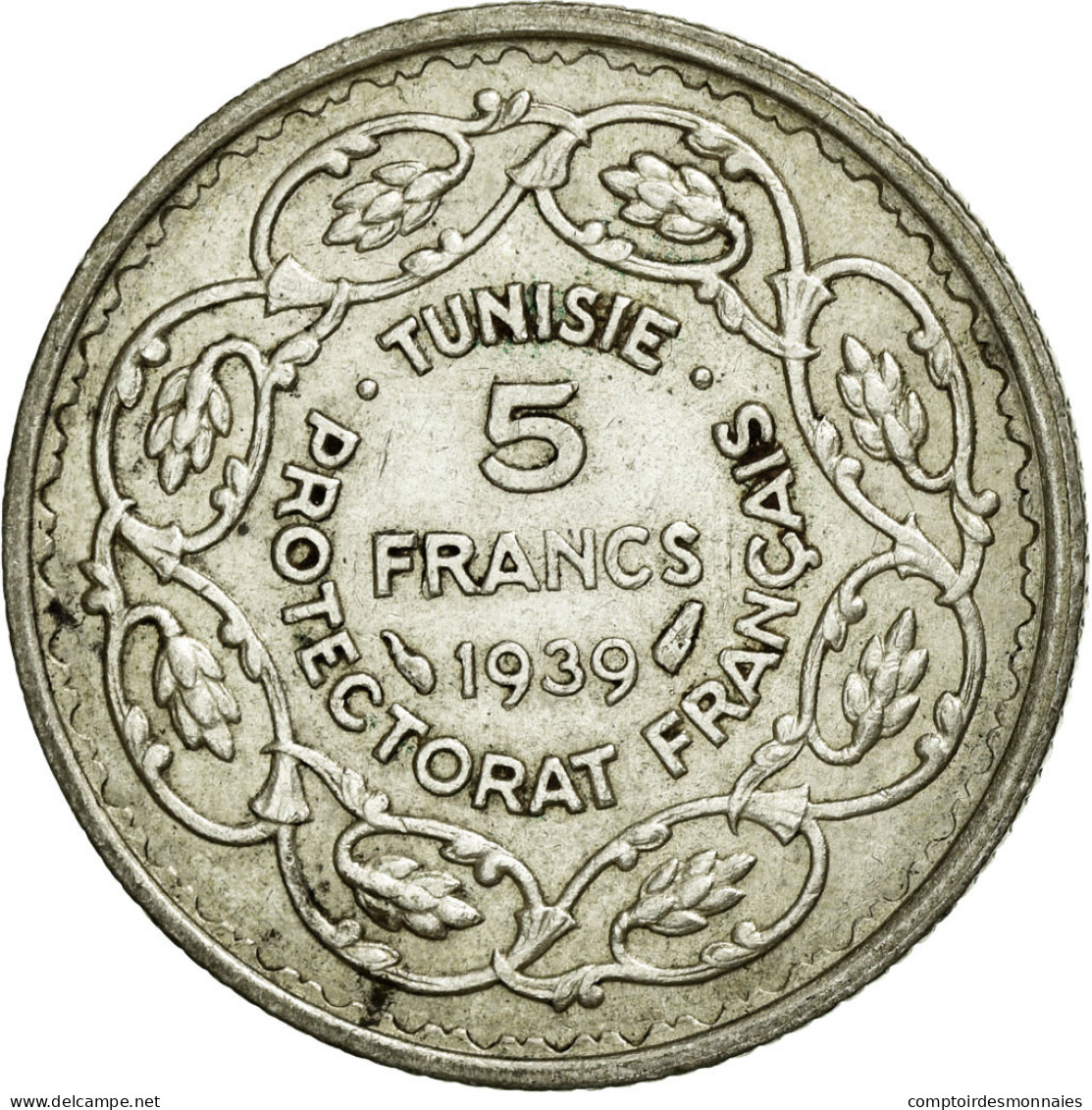 Monnaie, Tunisie, Ahmad Pasha Bey, 5 Francs, 1939, Paris, SUP+, Argent, KM:264 - Tunisie