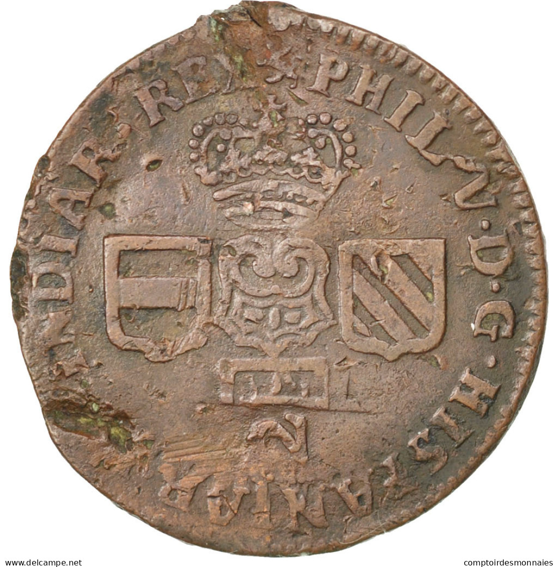 Monnaie, Pays-Bas Espagnols, NAMUR, Philip V Of Spain, 2 Liards, 1709, Namur - Otros & Sin Clasificación