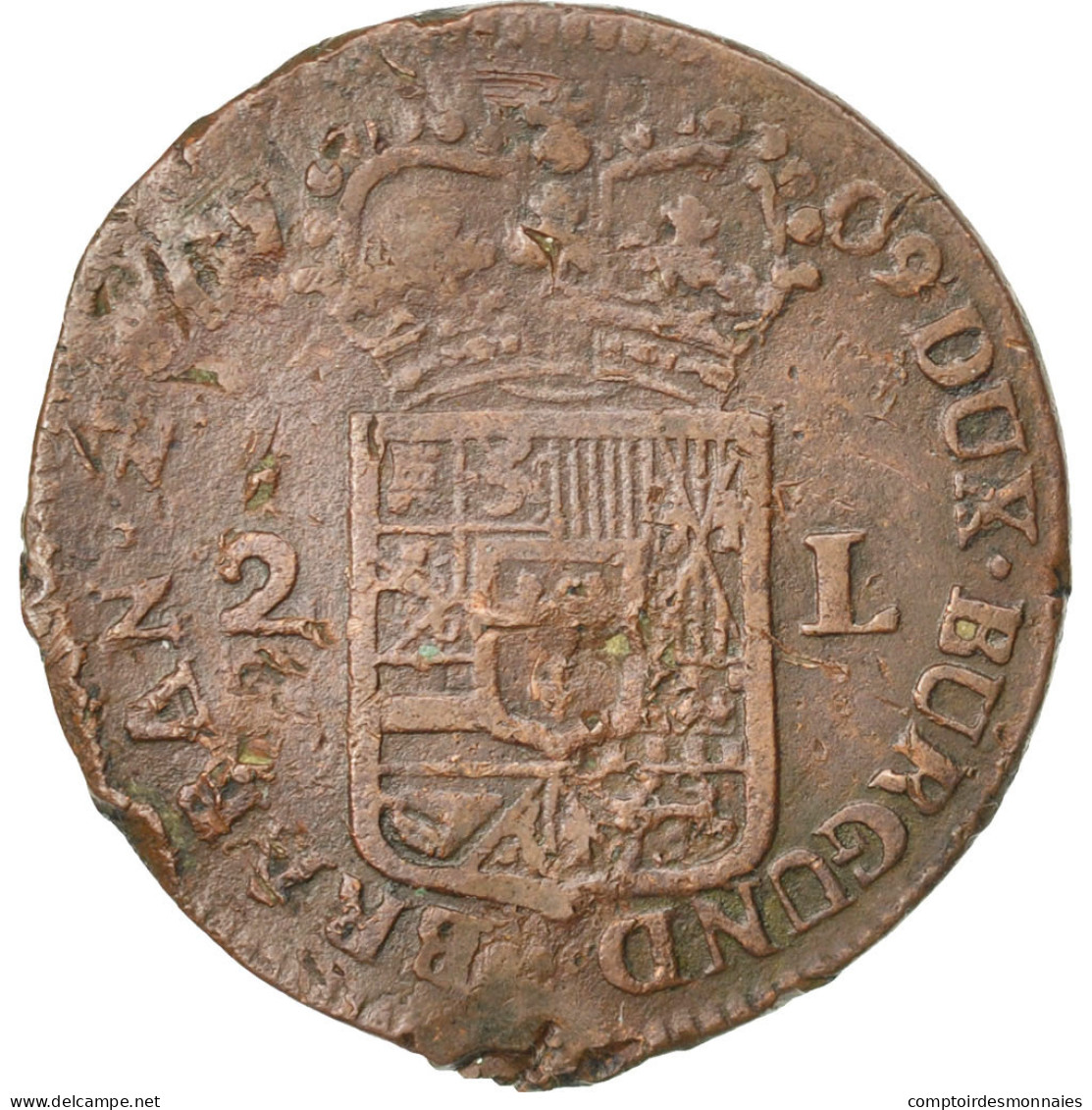 Monnaie, Pays-Bas Espagnols, NAMUR, Philip V Of Spain, 2 Liards, 1709, Namur - Other & Unclassified