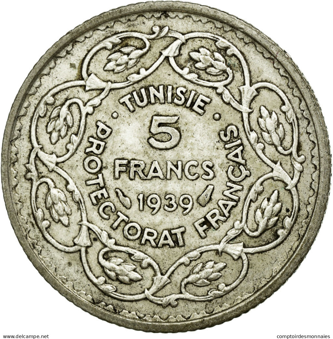 Monnaie, Tunisie, Ahmad Pasha Bey, 5 Francs, 1939, Paris, SUP, Argent, KM:264 - Tunisia