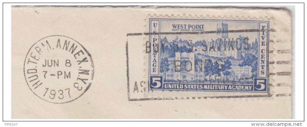 -- FRANCE -- POSTE MARITIME -- LETTRE DE NEW YORK POUR LEVALLOIS --- MARQUE LINEAIRE "S.S. QUEEN MARY "-- 1937 -- - 1849-1876: Klassieke Periode