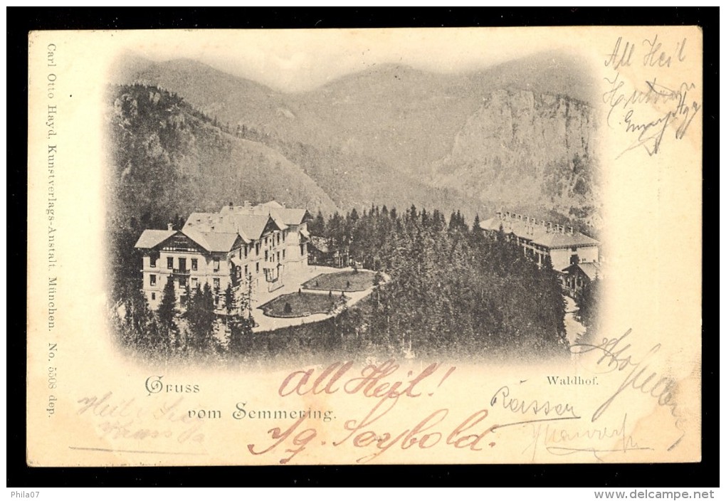 Gruss Aus Semmering / Carl Otto Hayd, No. 5508 / Year 1898 / Old  Postcard Circulated - Semmering