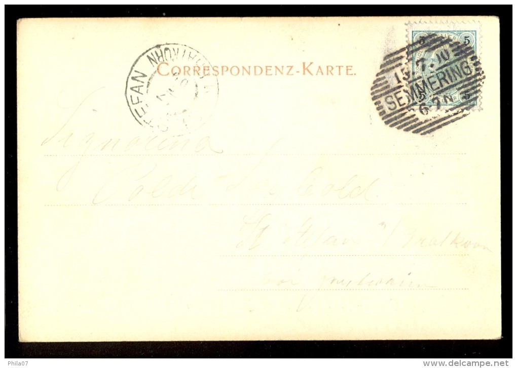 Grand Hotel Erzherzog Johann Am Semmering / Georg Kleinhans / Year 1900 / Old  Postcard Circulated - Semmering