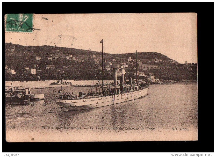 06 NICE Port, Départ Du Courrier De Corse, Bateau Vapeur, Ed ND 578, 1916 - Navegación - Puerto