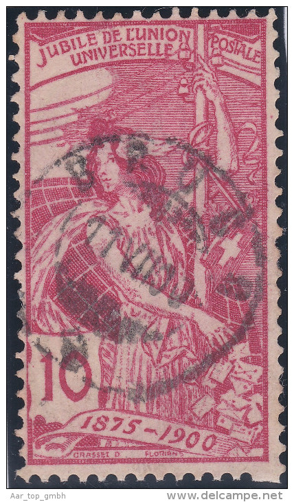 Schweiz 1900-07-11 BRUGG Auf 10Rp. UPU Zu#78A Abart Blindzahn - Variétés