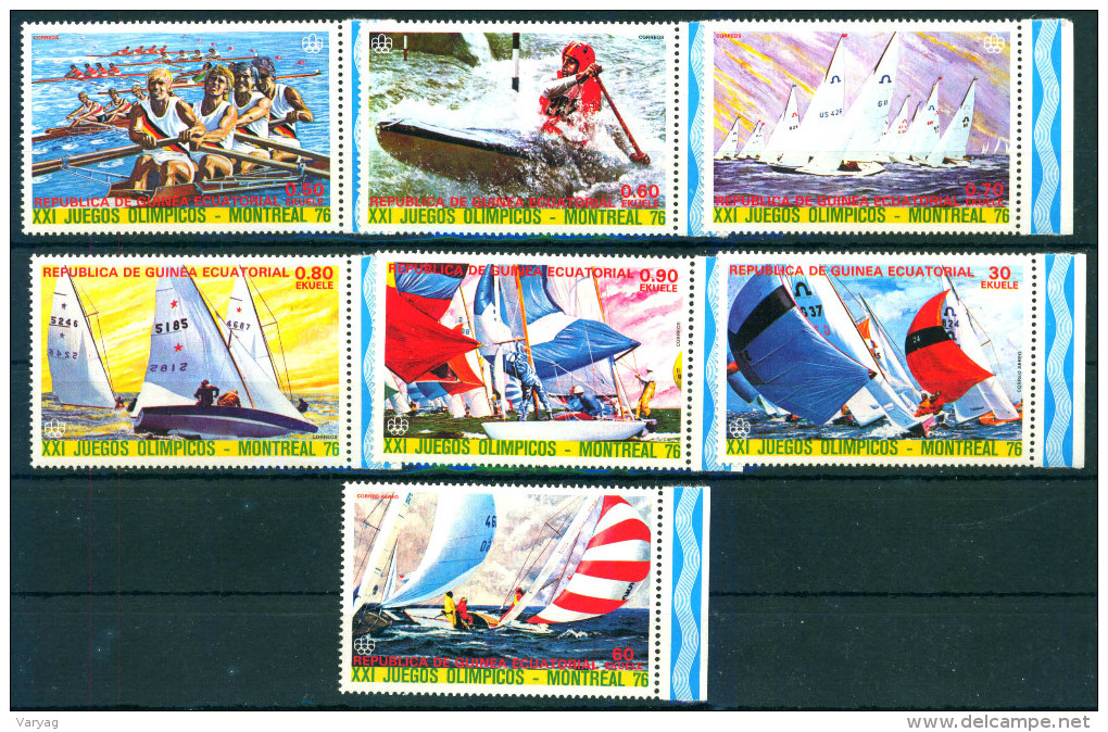 TH Guinea Equatorial 1976 Olympic Games Montreal Yacht Yawl Rowing Regatta 7v MNH - Zomer 1976: Montreal