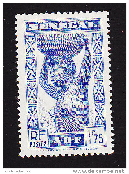 Senegal, Scot #185, Mint Hinged, Senegalese Woman, Issued 1938 - Neufs