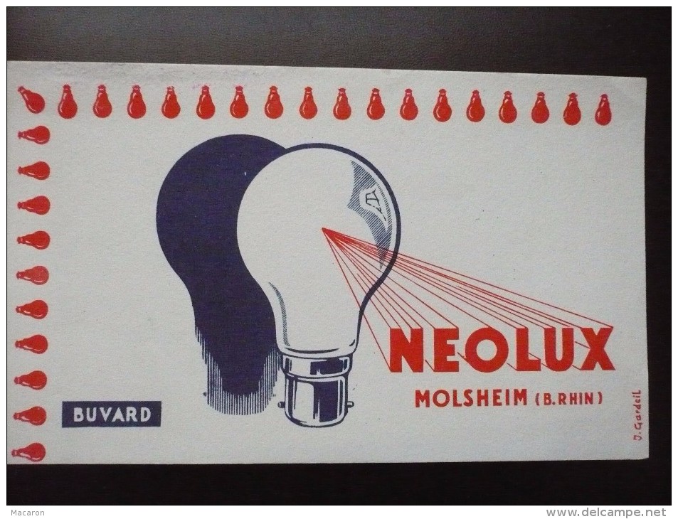 BUVARD Lampes NEOLUX  à Molsheim. Illustration J GARDEIL. Années 50. TBON ETAT. Ampoules Electricité - Elettricità & Gas