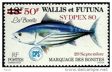 FRANCAISE WALLIS ET FUTUNA FISH O/P SYDPEX 80 SET OF 1 STAMP 50 FRANCS O/P ON 18 FR MINT 1980 SG362 READ DESCRIPTION !! - Ongebruikt