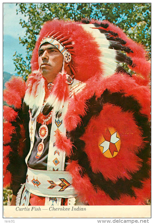 Indiens De L´Amérique Du Nord - Curtis Fish - Cherokee Indian - Semi Moderne Grand Format - état - Indiens D'Amérique Du Nord