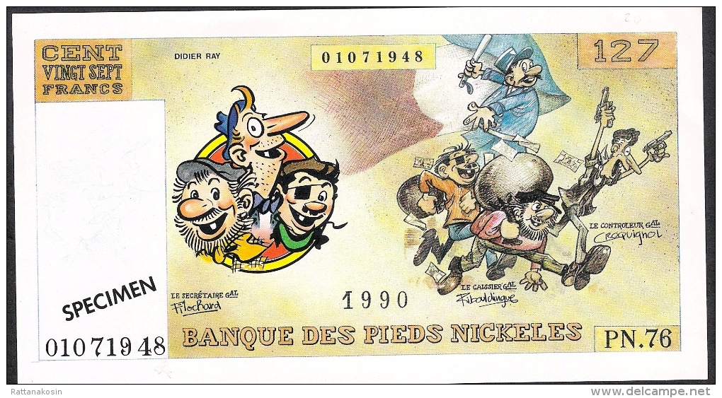 FRANCE FANTASY NOTE Banque Des Pieds Nickeles NLP 127 FRANCS 1990   UNC. - Fictifs & Spécimens